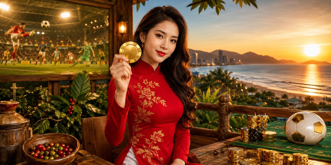 Người dùng Đà Nẵng xem phân tích thể thao trên điện thoại bên bờ biển